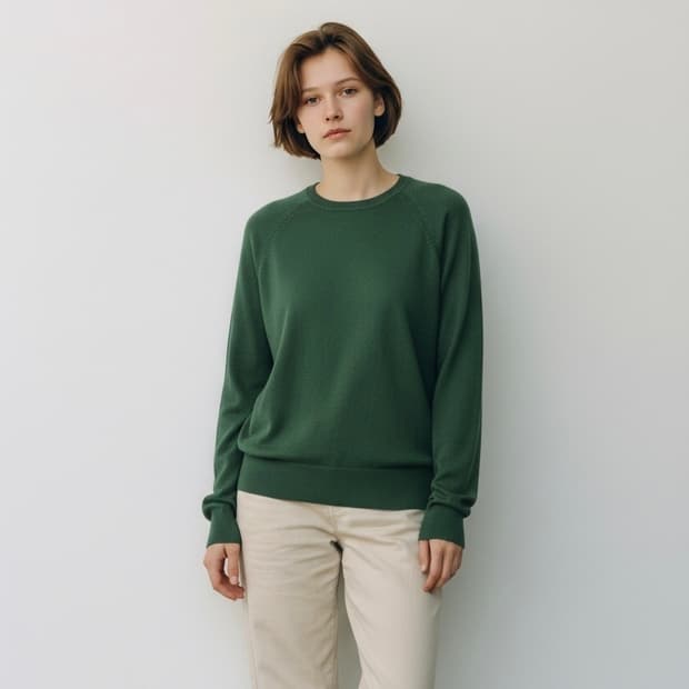 캐시미어 100% 그린 긴팔 니트