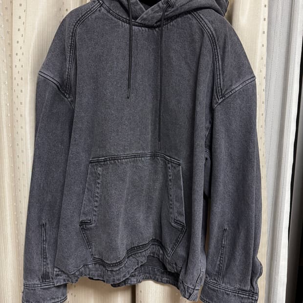 준지 데님후드 흑청