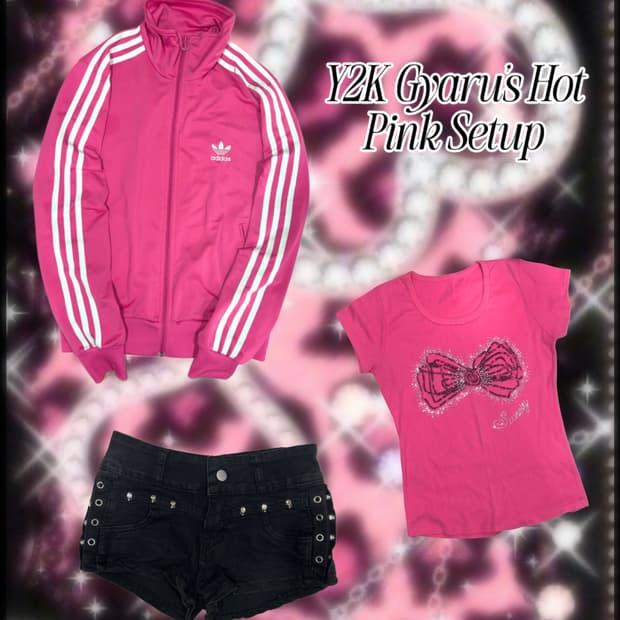 [셋업] y2k 하라주쿠 핫핑크 갸루 아디다스