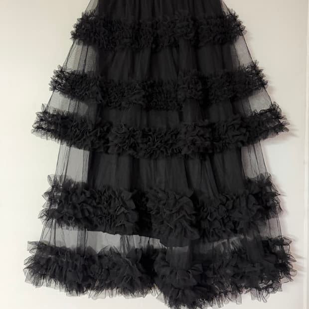 새상품 여자 5단 캉캉 롱치마 (블랙)