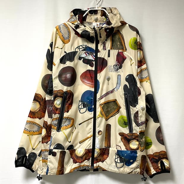 고슬로우카라반 남녀공용 유니크 패턴 경량 바람막이 자켓 L _ 베이지
