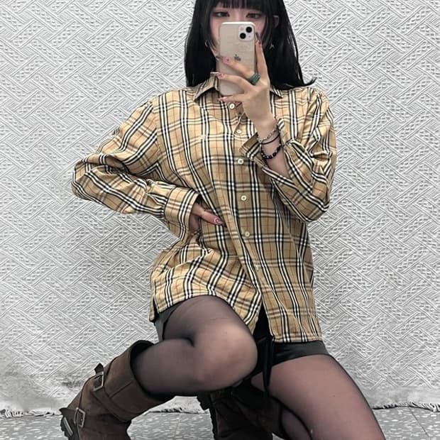 버버리 모던 캐주얼 레트로 노바 체크 셔츠 40 C11573
