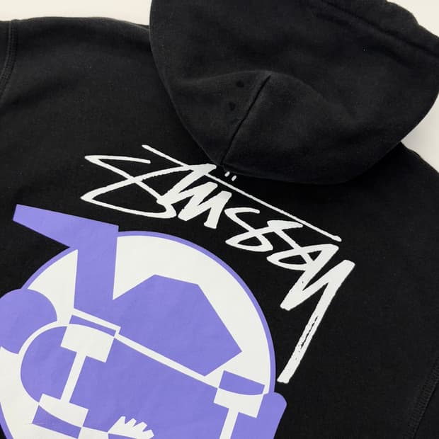 Stussy 스투시 블랙 스케이트맨 로고 후드티