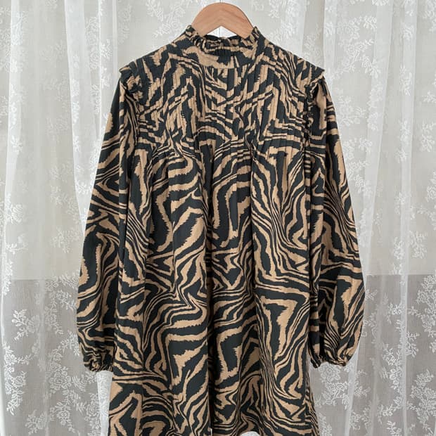 36) 가니 GANNI 지브라 패턴 미니 원피스