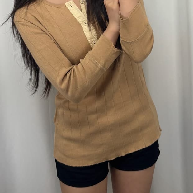 폴로 베이지 코튼 니트