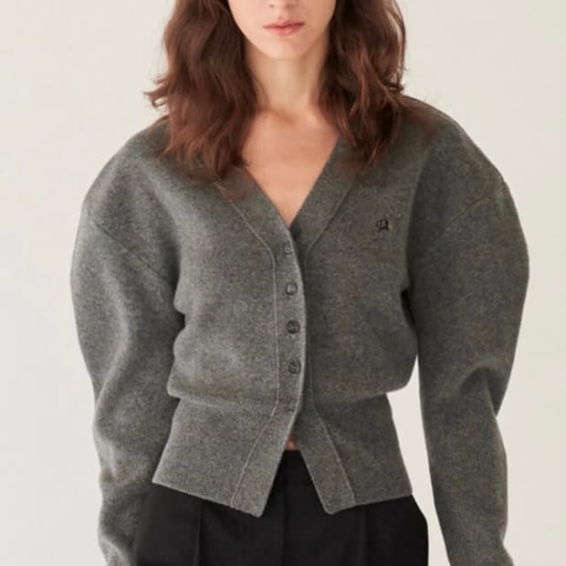 ) 다이애그널 라운드 실루엣 울 가디건 다크 그레이