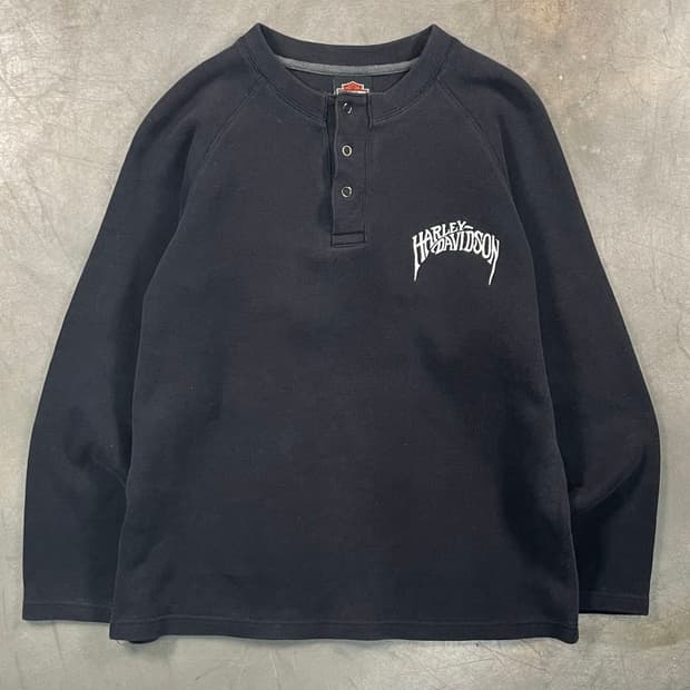 할리데이비슨 헨리넥 엘보패치 스웻셔츠