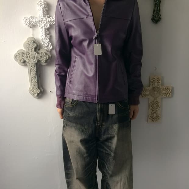 High neck leather lamb bomber jacket