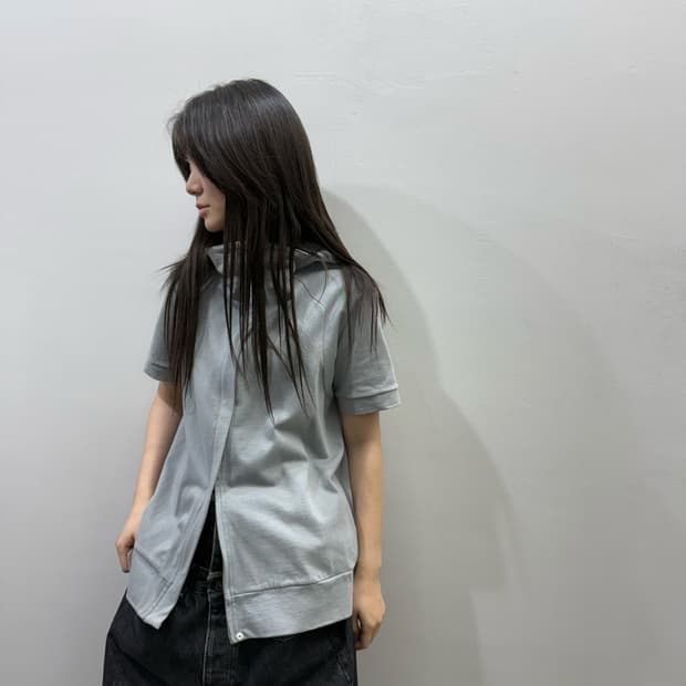 질 샌더 반팔 후드집업 자켓