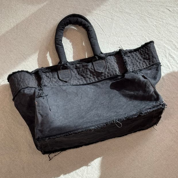 꼼데가르송 코튼 raw cut 토트백