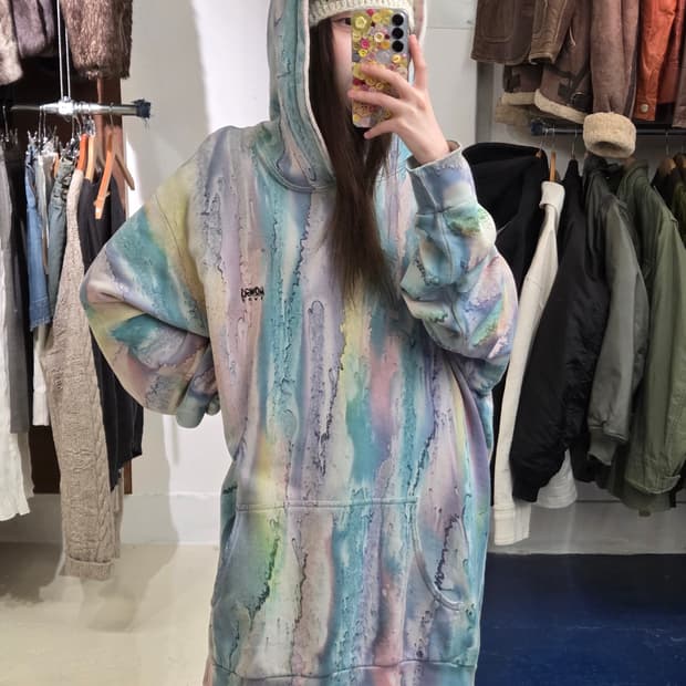 1990s USA Mowgli surf 타이다이 후드티