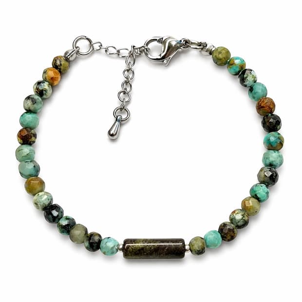 (핸드메이드) 천연석 터키석 포인트 원석팔찌