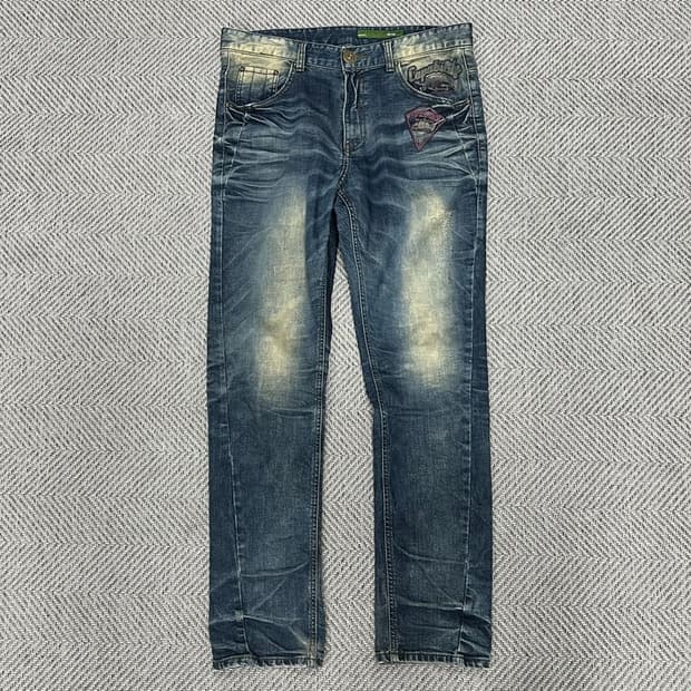 지프 빈티지 패치 워싱 데님 팬츠 v0805