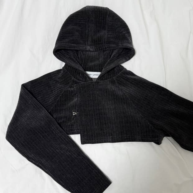 Corduroy Bebeto hoodie bolero (charcoal)