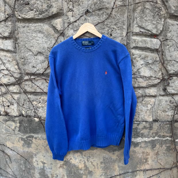 90s 폴로 랄프로렌 빈티지 코튼 니트 블루 L