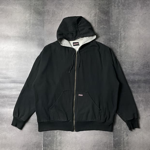 DICKIES 디키즈 빈티지 블랙 와플 안감 후드 집업 A00922