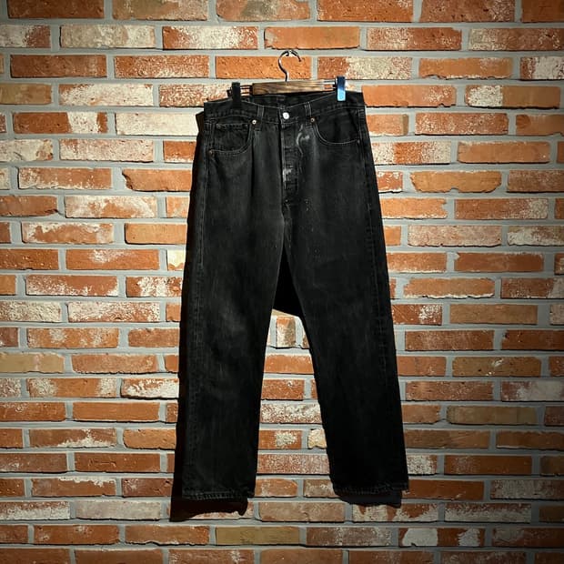 90s USA 빈티지 리바이스 501 블랙 데님 팬츠