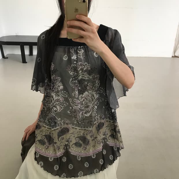 vintage pattern mesh top