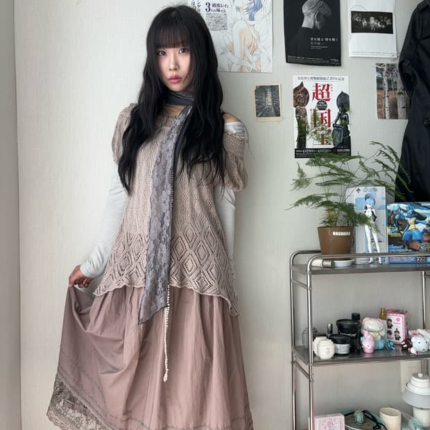 모리 모카 오프숄더 니트