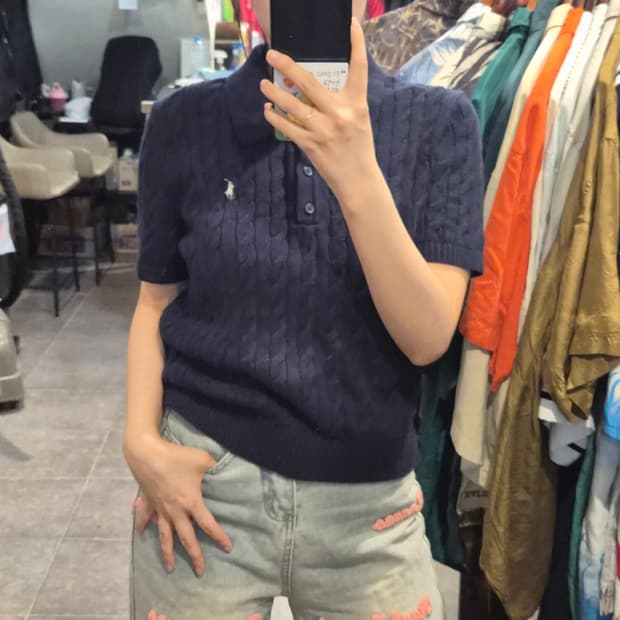 [NO.9] 폴로 반팔 카라 니트 네이비