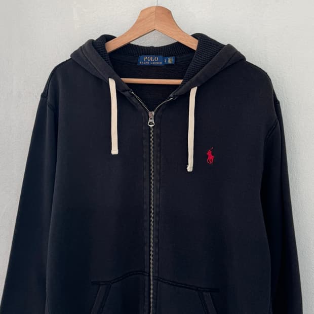 폴로 블랙 후드집업