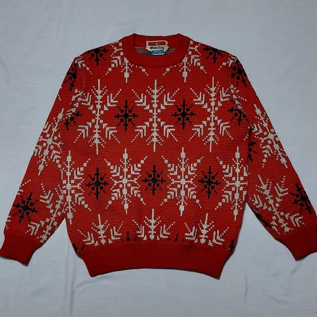 [S/무료배송] 70s 화이트 스태그 액션스포츠 노르딕 울 스웨터