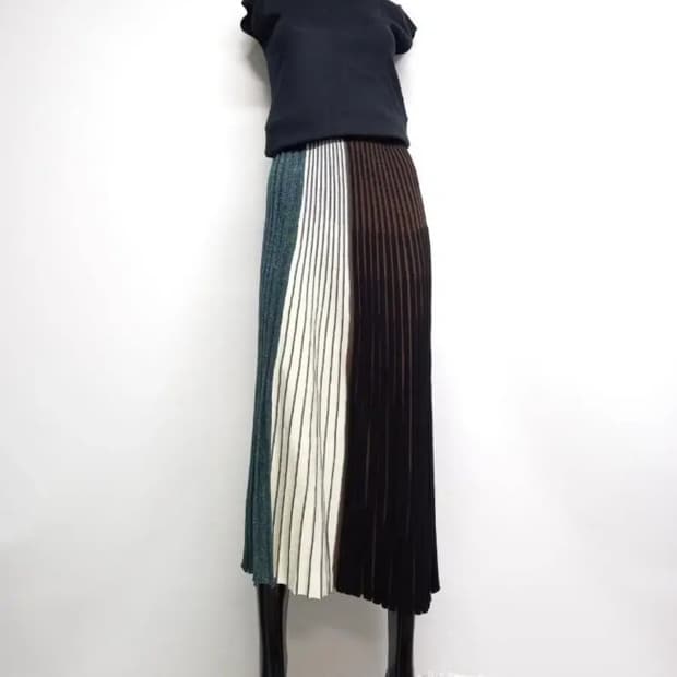 새 타임 춘추 니트 플리츠 롱스커트 F