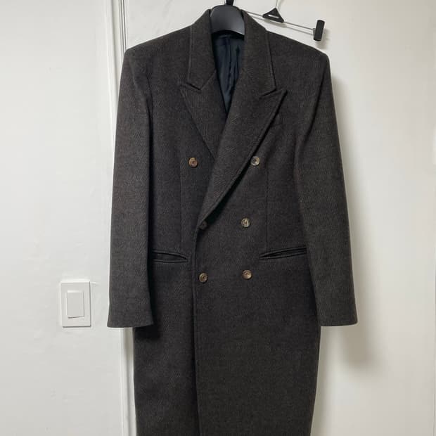 유스 22fw 오버사이즈드 더블브레스티드 코트 브라운