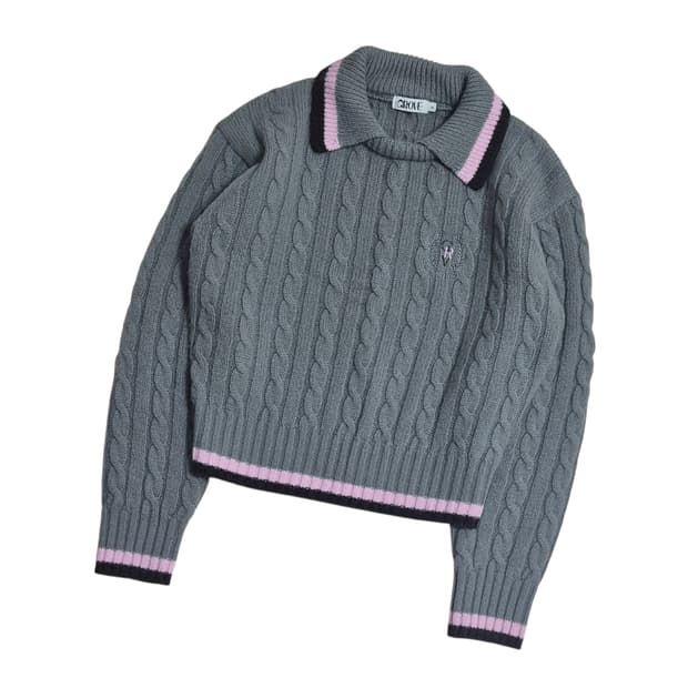 (새상품급) 그로브 크롭 꽈배기 니트