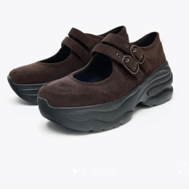 자라 플랫폼 스포티 발레리나 슈즈 브라운 