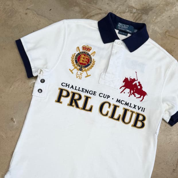 XS 폴로 랄프로렌 PRL CLUB 화이트 여성용 반팔 카라 티셔츠