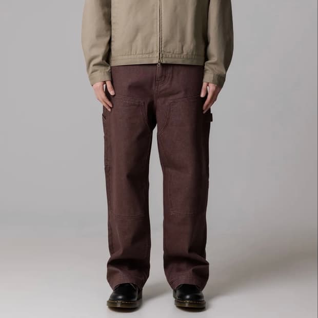 워시드 더블니 컬러 데님 팬츠 Burgundy