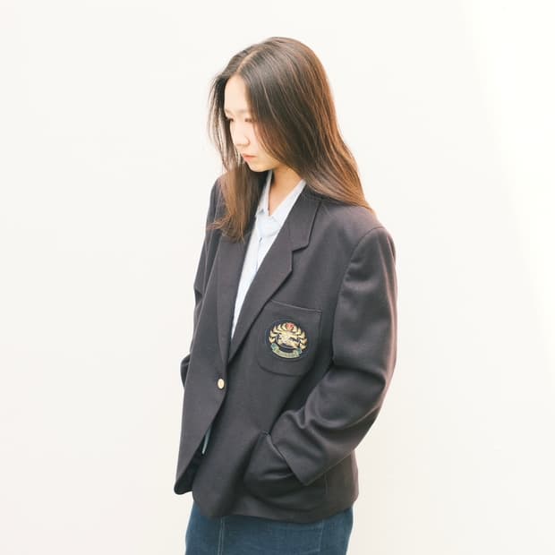 버버리 90s 크레스트 금장 프레피 울 자켓