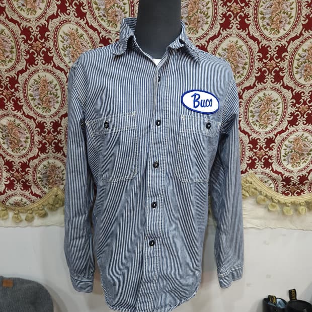 리얼맥코이 buco 체인스티치자수 히코리 데님 워크셔츠

