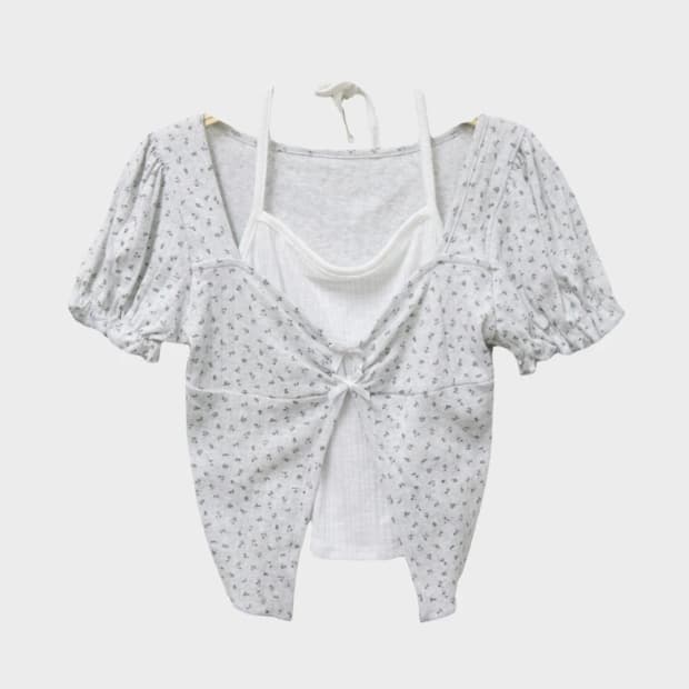 홀터넥 나시 가디건 반팔 티셔츠 66473