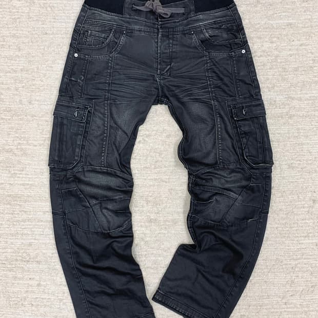 Police 883 Gray-Wash Biker Denim