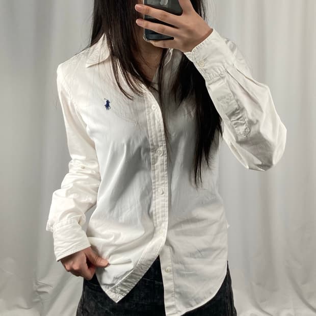 폴로 화이트 긴팔 셔츠