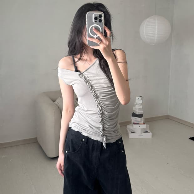 셔링 슬리브리스