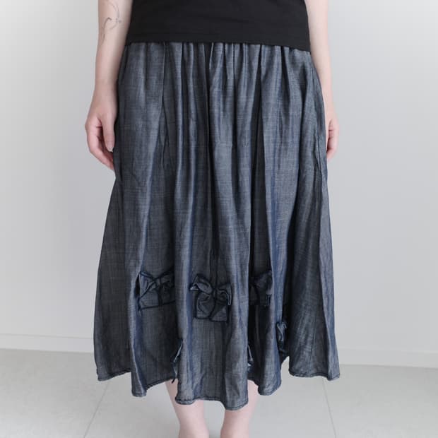ribbon linen skirt 
