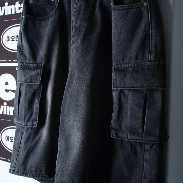 (L-XL) 어반드레스 반바지 팬츠 버뮤다 카고 데님 흑청-P10520