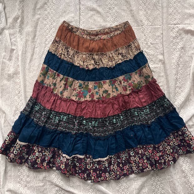 Hippie suede flower skirt