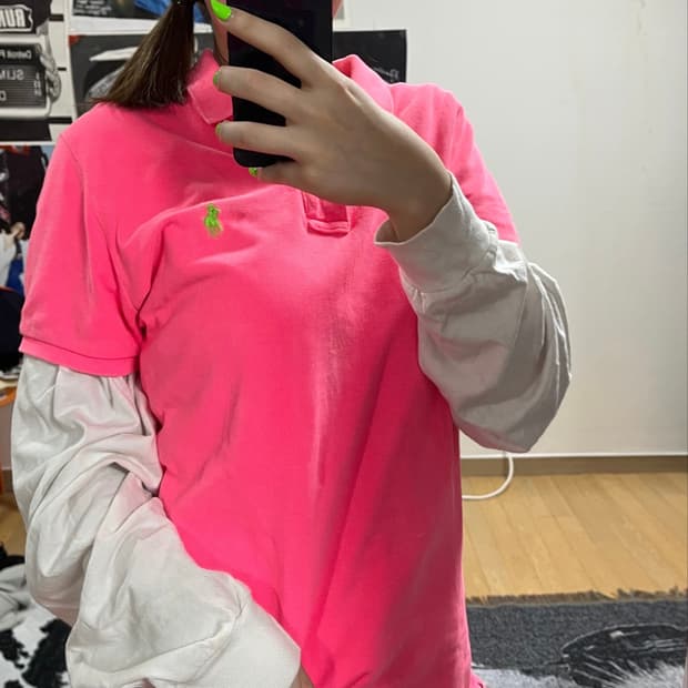 폴로 랄프로렌 핑크 그린 포니 PK 티셔츠