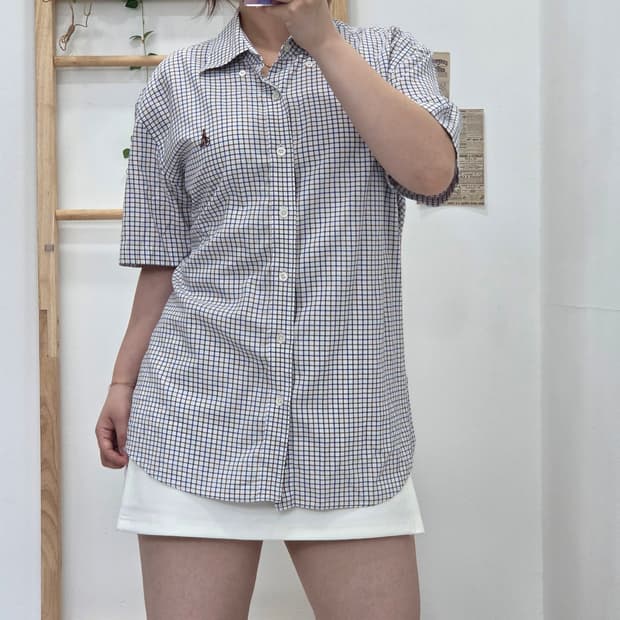 [프립]100/빈폴 슬림핏 잔체크셔츠 반팔