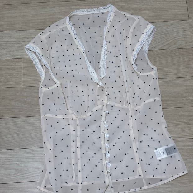 쉬인 도트 레이스 블라우스