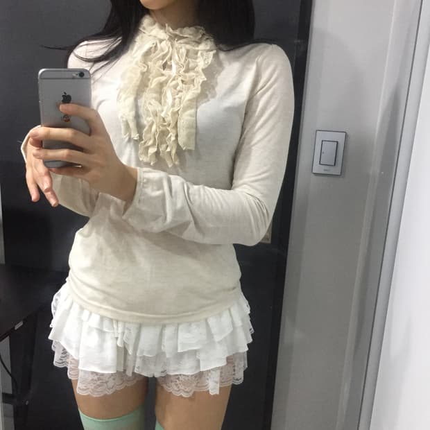 nerveux femme 히메갸루 프릴 레이스 긴팔티