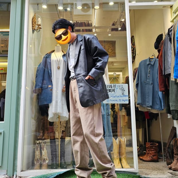 블랙 램스킨 블레이저