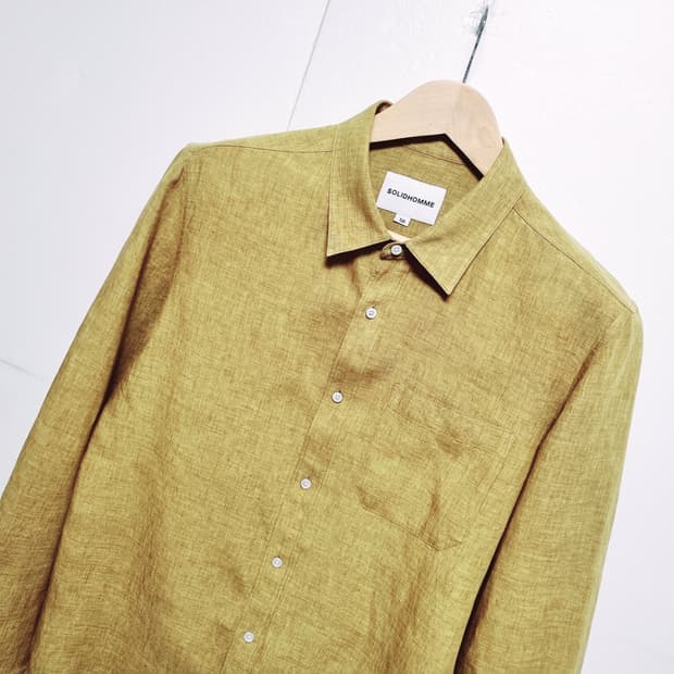 남성 솔리드옴므 린넨 마 긴팔 남방 셔츠