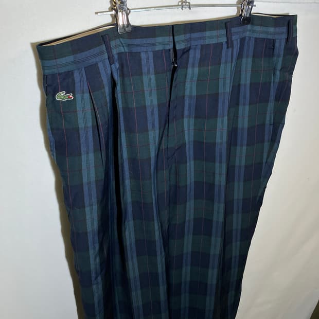 96CM)라코스테 서광 구형 OG 체크 패턴 슬랙스