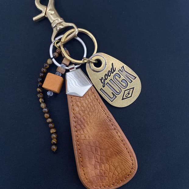빈티지 브라스 Good Luck 슈혼 키링