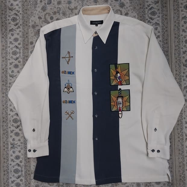 MORFEO 엠보이 자수 포인트 셔츠 M